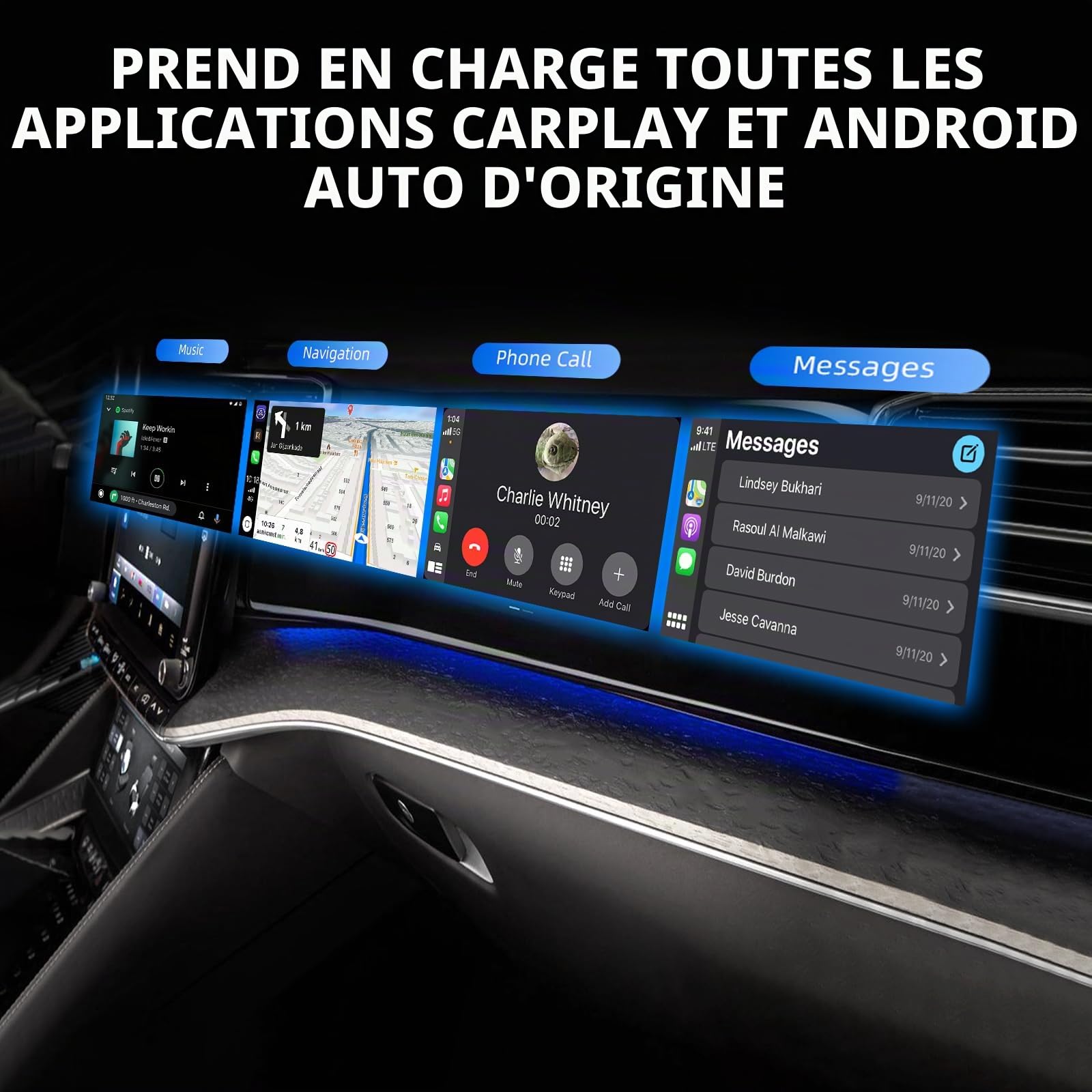 Adaptateur CarPlay sans fil et Android Auto pour voitures avec Wired CarPlay, USB C/A Plug and Play CarPlay Adaptateur 2 en 1 Convertisseur filaire vers sans fil,Mini et Stable, iOS 10+/Android 10+