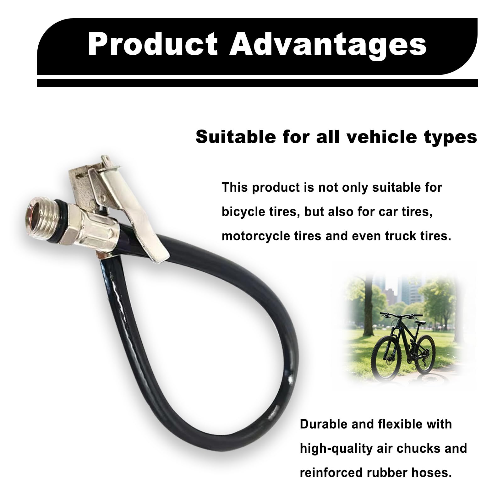 Tuyau De Gonflage Pneus - 2 Pièces - Flexible, Universel - Pour Vélo, Moto, Voiture, Camion