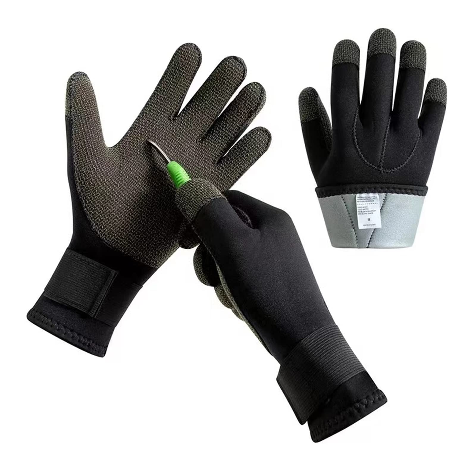 Guanti da immersione 3 mm for attrezzatura pesca subacquea antiscivolo, regolabili, neri, for surf e pagaiata(S)