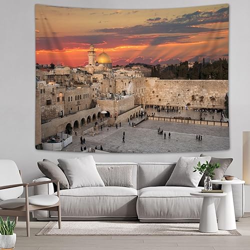 Miniatura 6 de Tapiz de pared occidental de la ciudad de Jerusalén, decoración de Kotel Sukkah, tapices de pared de lamentación occidental para dormitorio,