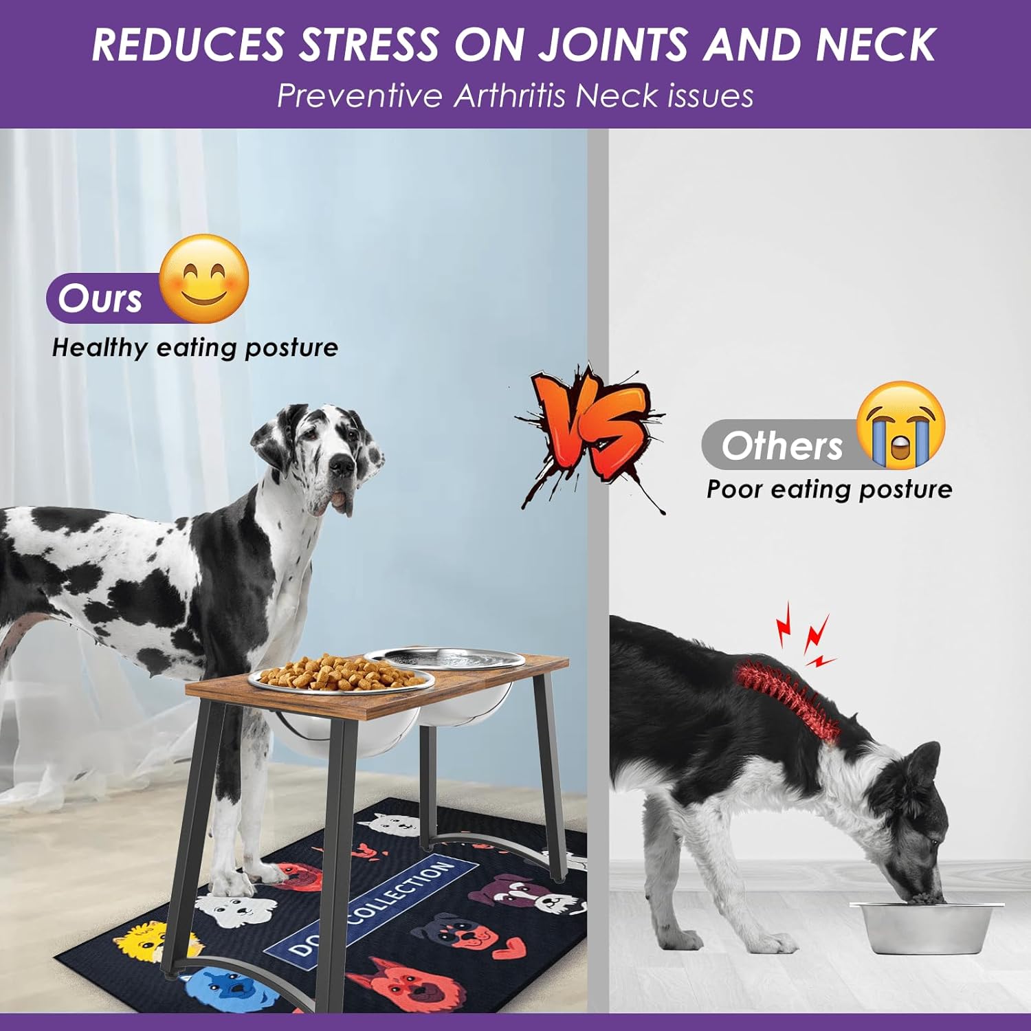 Elevated Dog Bowls for X-Large Dogs with Spill Proof Mat 2 X-Large 3000ML(13CUPS) Stainless Steel Dog Bowls, 16.5" Tall Raised Dog Bowl Stand,Dog Food & Water Bowls for Large, Extra Large Dogs - Image 3