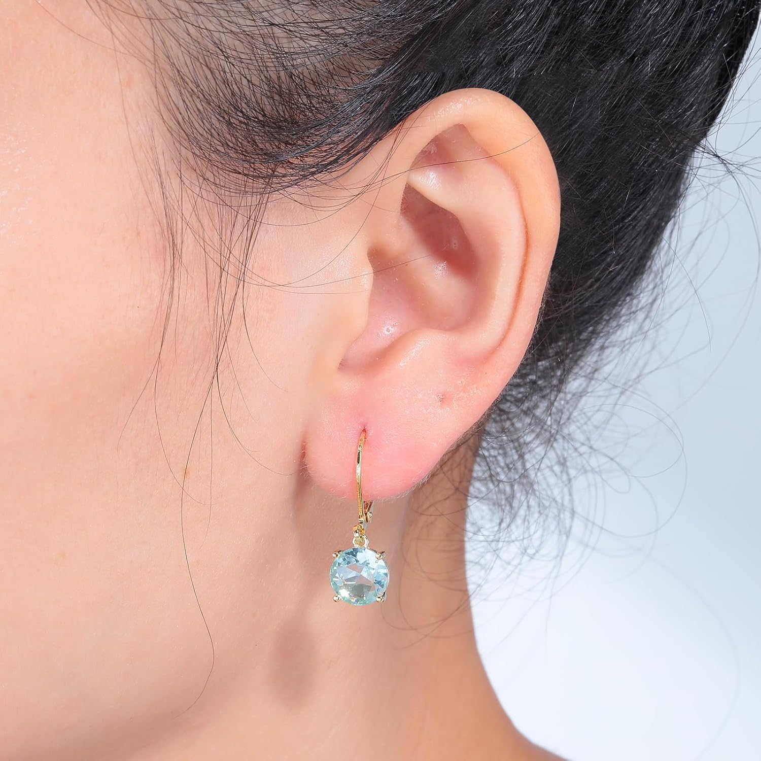 CiNily Leverback Dangle Earrings Created Crystal Drop Earrings Gold Plated Jewelry Gift for Women Girls 8mm - Image 2