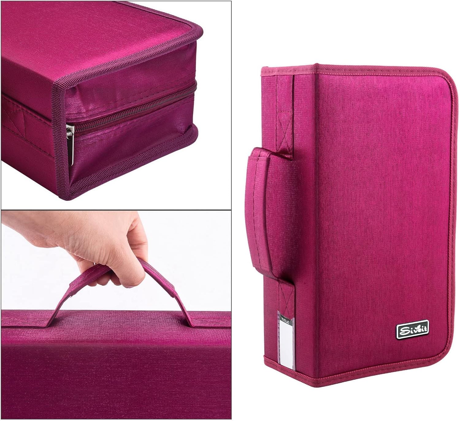 Siveit CD/DVD Storage Holder - 128 Capacity Organizer, Portable CD Wallet for Home & Travel (Black, Rose)