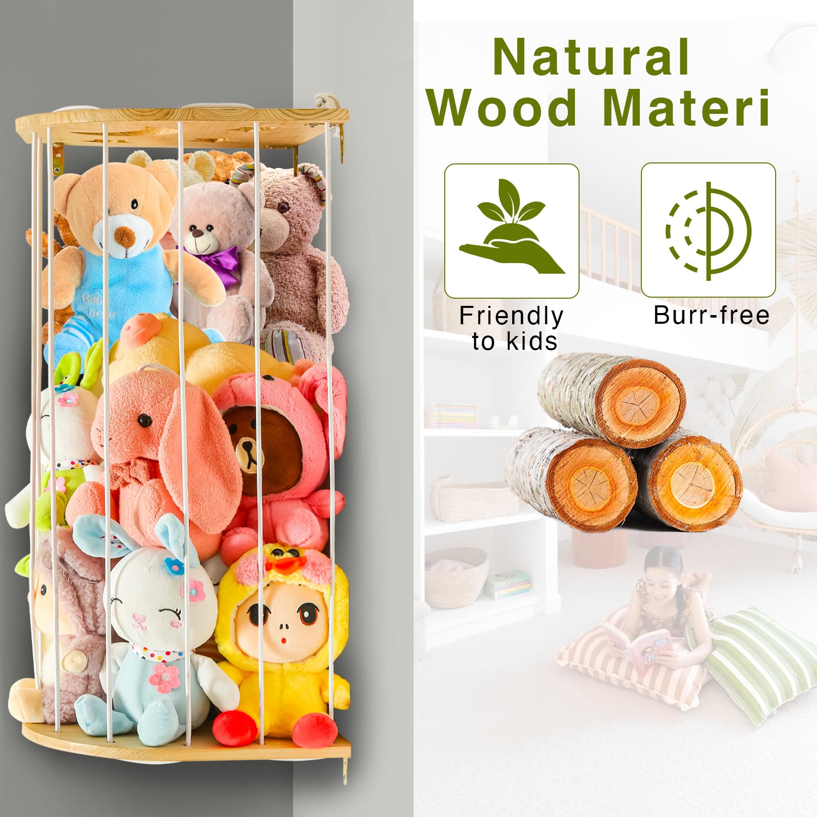 Amazon.co.jp: ぬいぐるみ収納木製おもちゃオーガナイザー