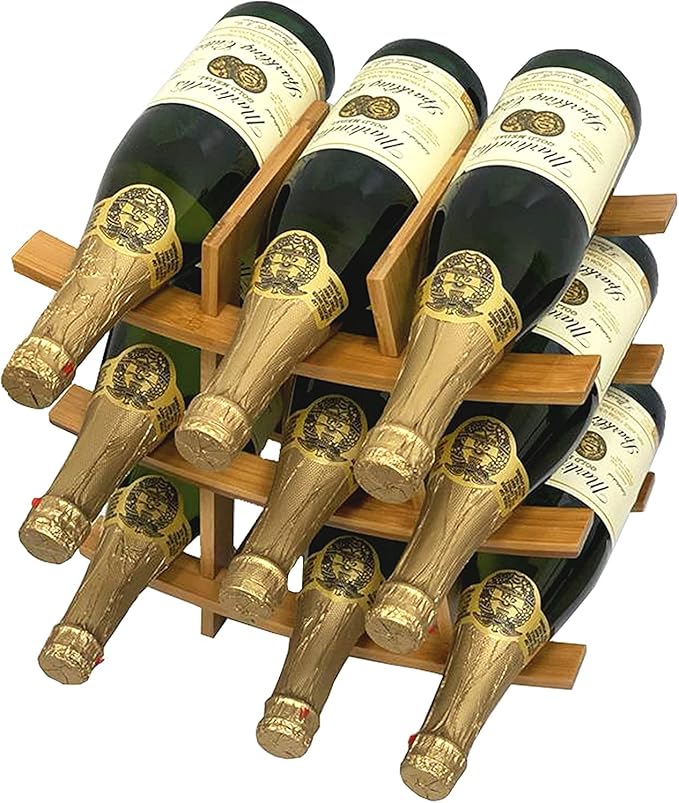 Estante para Vino Modular Apilable de Bambú, Capacidad 9 Botellas miniatura 5