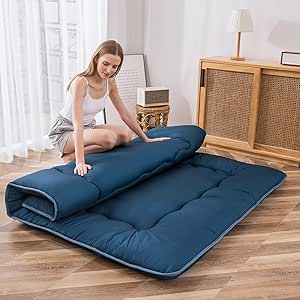 Colchón De Suelo Japonés Plegable MAXYYO - Futón Grueso 7-10cm, Individual 90x190cm, Incluye Funda Y Bolsa