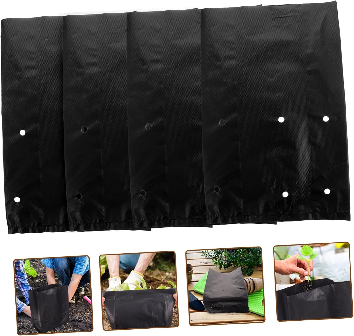100pcs Planting Bags for Vegetables Flowers Durable Grow Pouches for Outdoor Indoor Use Prevent Loss for Fruit Trees Saplings