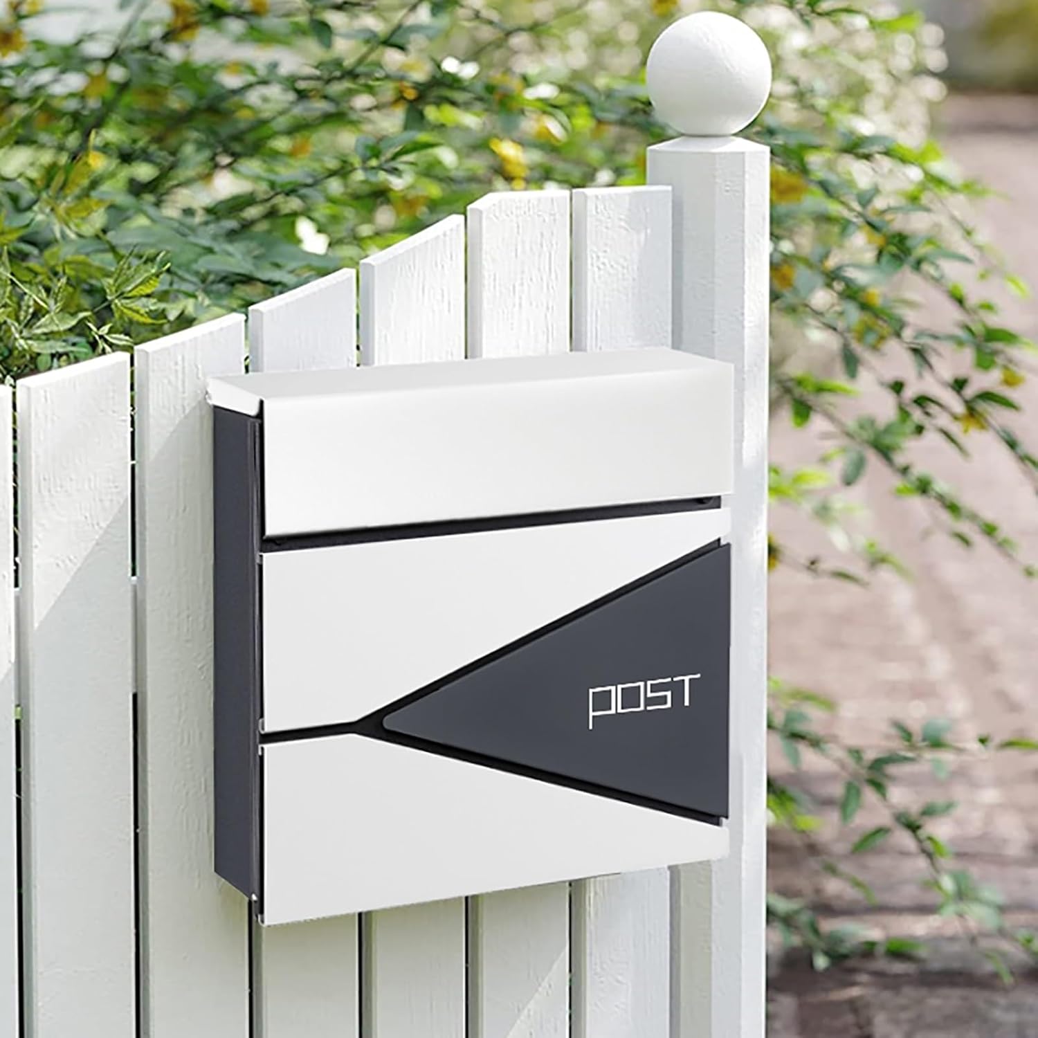 Mailboxes for Outside, Locking Wall Mount Mailboxes, Large Capacity Metal Mailbox, for Outside, Home, Office Business(Gray+White)