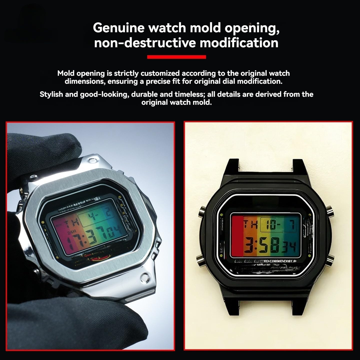 Watch strap compatible with Casio DW5600/5610 GWM-B5000 screen modification watch accessories