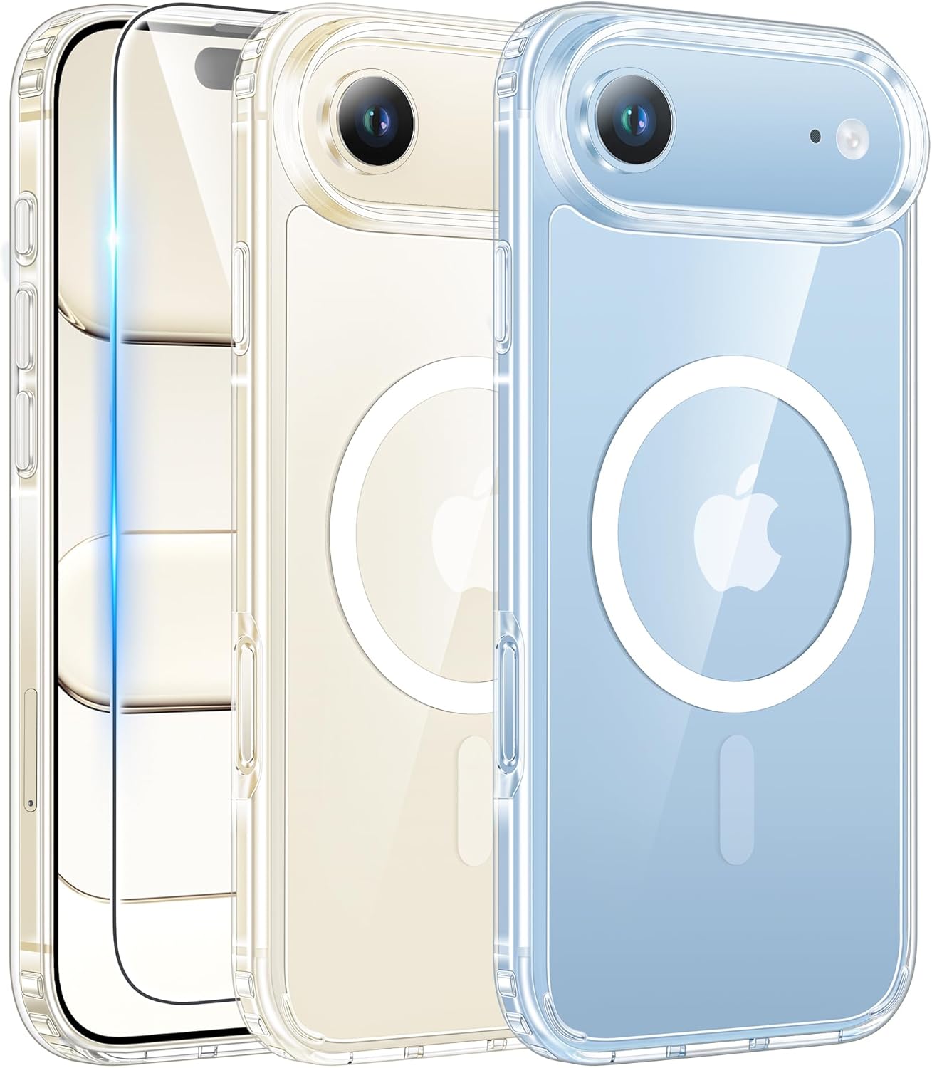 FNTCASE for iPhone Air Case Clear: Magnetic Phone Cases with Screen Protector Drop Proof Compatible with Magsafe Slim Anti Yellowing Rugged Protective Transparent Cell Phone Cover (A-Clear)