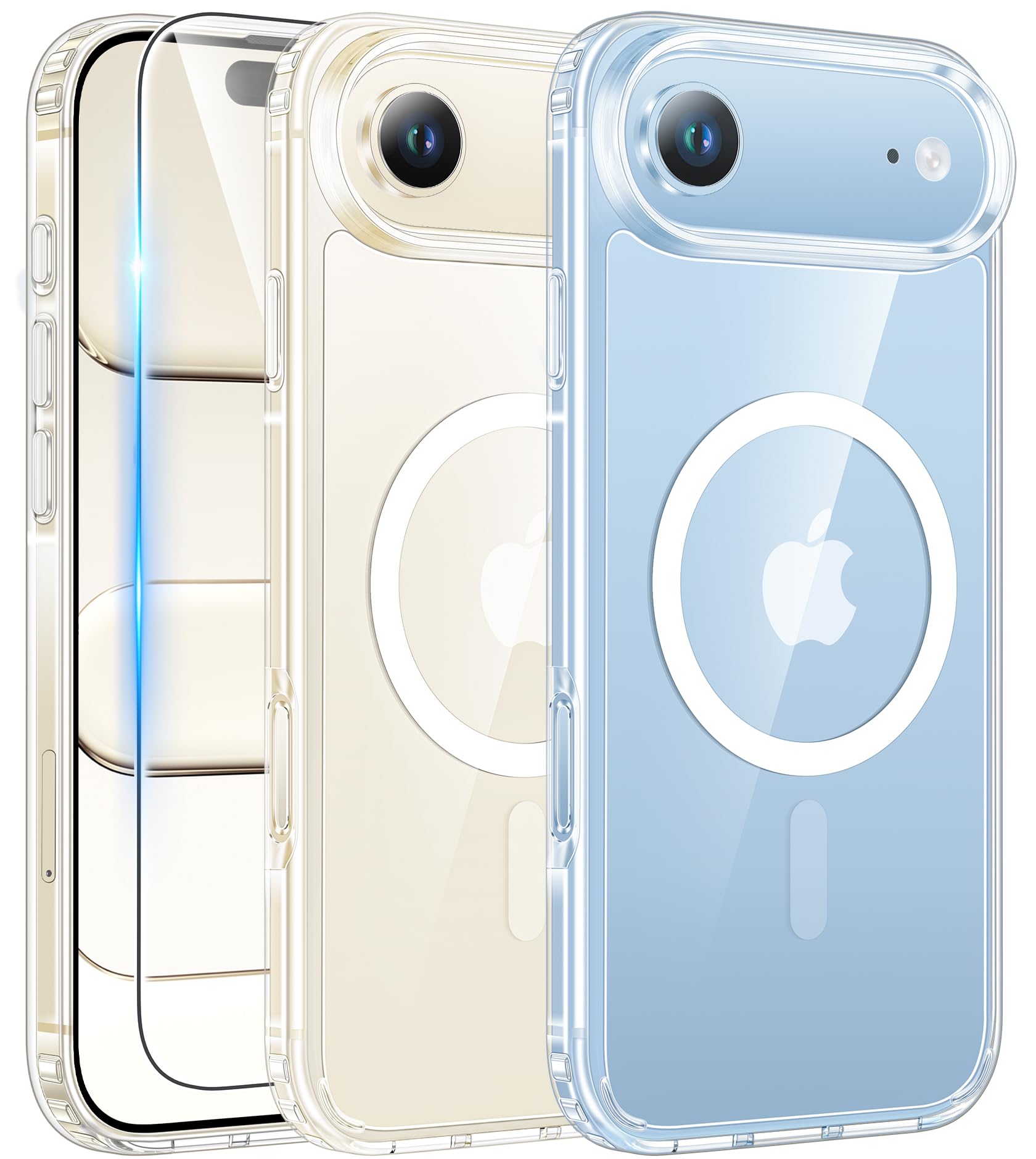 FNTCASE for iPhone Air Case: Clear Anti Yellowing Magnetic Military Grade Drop Protection Cell Phone Cover - Rugged Shockproof Protective Bumper Transparent Phonecase