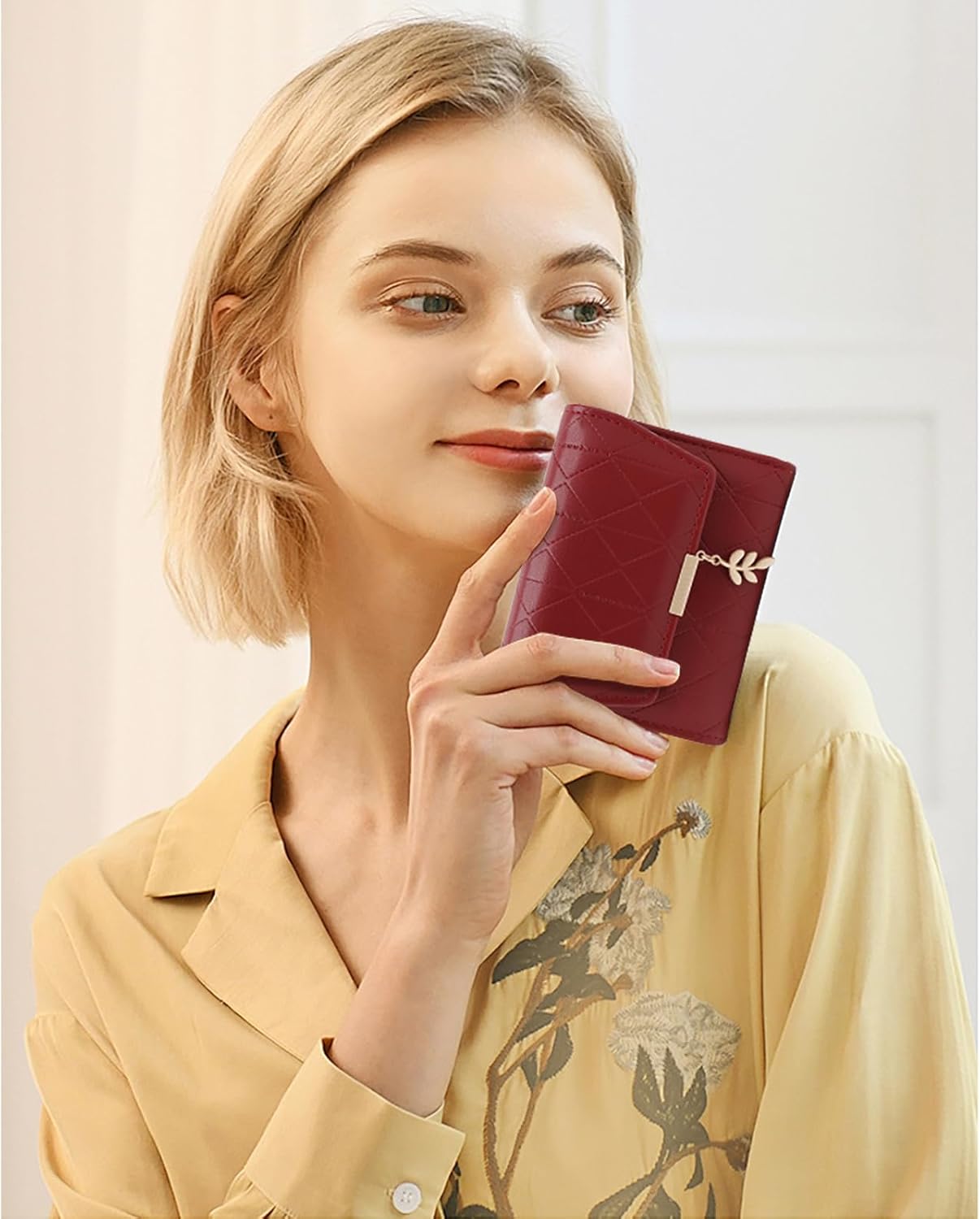 Small Wallet Women Leather RFID Blocking Card Holder Compact Wallets Zipper Coin Pocket with ID Window - Image 7