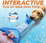 LEGEND SANDY Jouets pour chiens pour les brochettes agressives, Jouets de chien pour les garder occupés, Jouet interactif pour animaux de compagnie, Tug of War, Requin bleu frisé