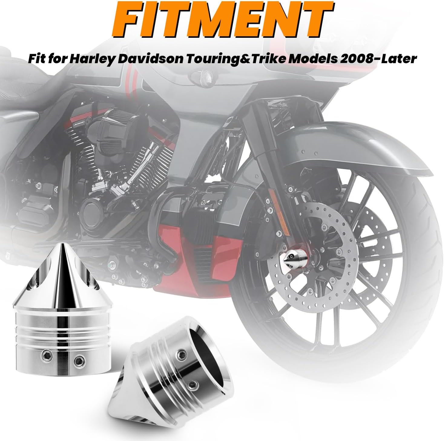 Front Alxe Nut Covers, Chrome Axle Caps CNC Cut Compatible for Harley Davidson Sportster Dyna Softail Street Tri Glide Road King Electra Fat Boy