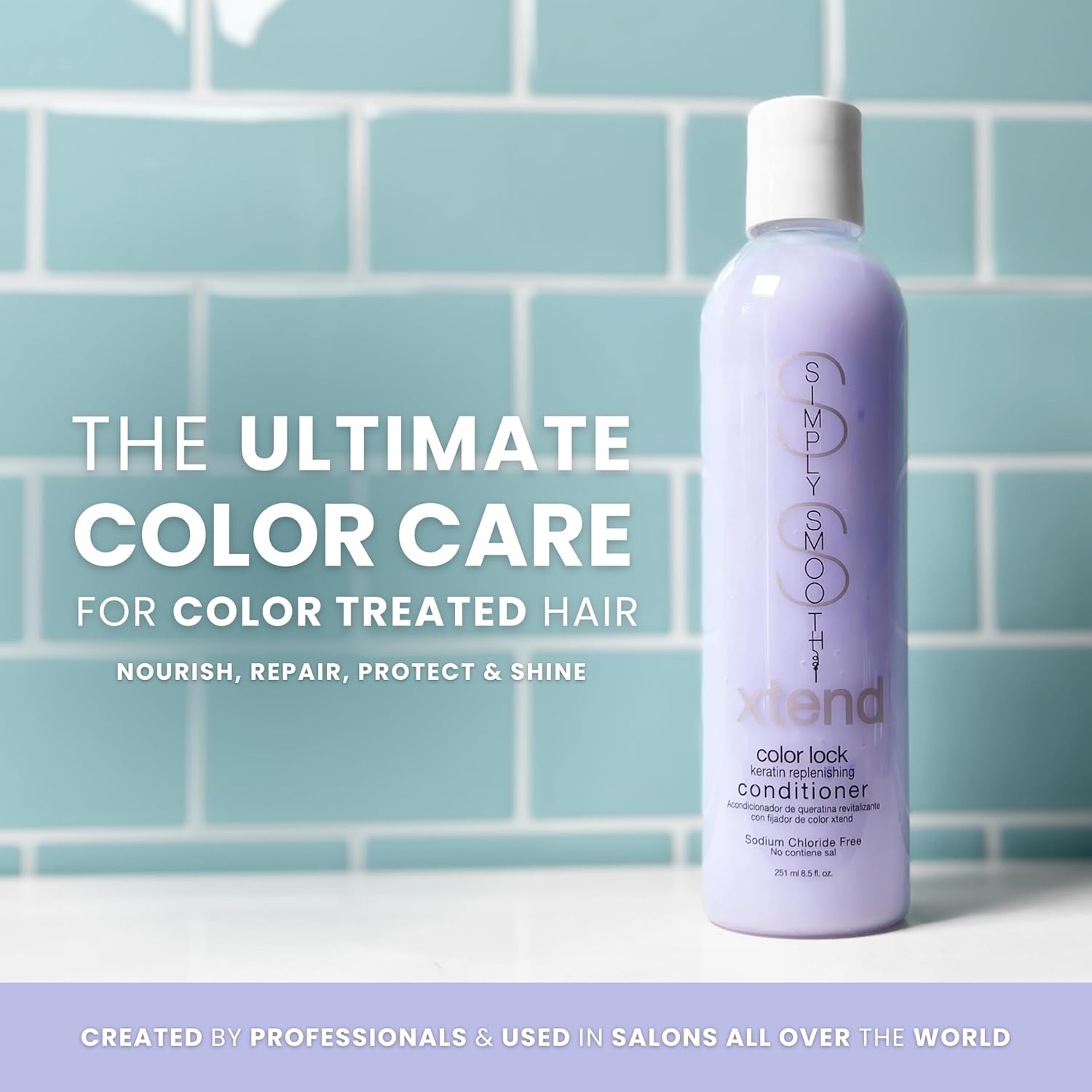 SIMPLY SMOOTH Color Lock Keratin Replenishing Conditioner, 8.5 Fl Oz - Slows Color Fade & Prolongs Hair Service, Sodium Chloride Free, Gently Cleanses, Infused with Collagen, Salon-Quality