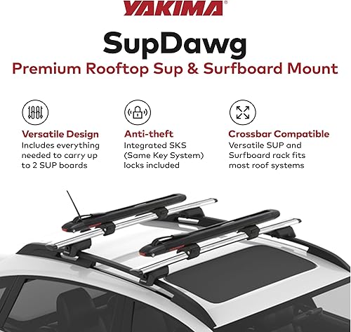 Miniatura 2 de Yakima SupDawg - Soporte para tabla de surf y SUP en la azotea totalmente montado, soporta 2 tablas de hasta 36 pulgadas de ancho, instalación sin