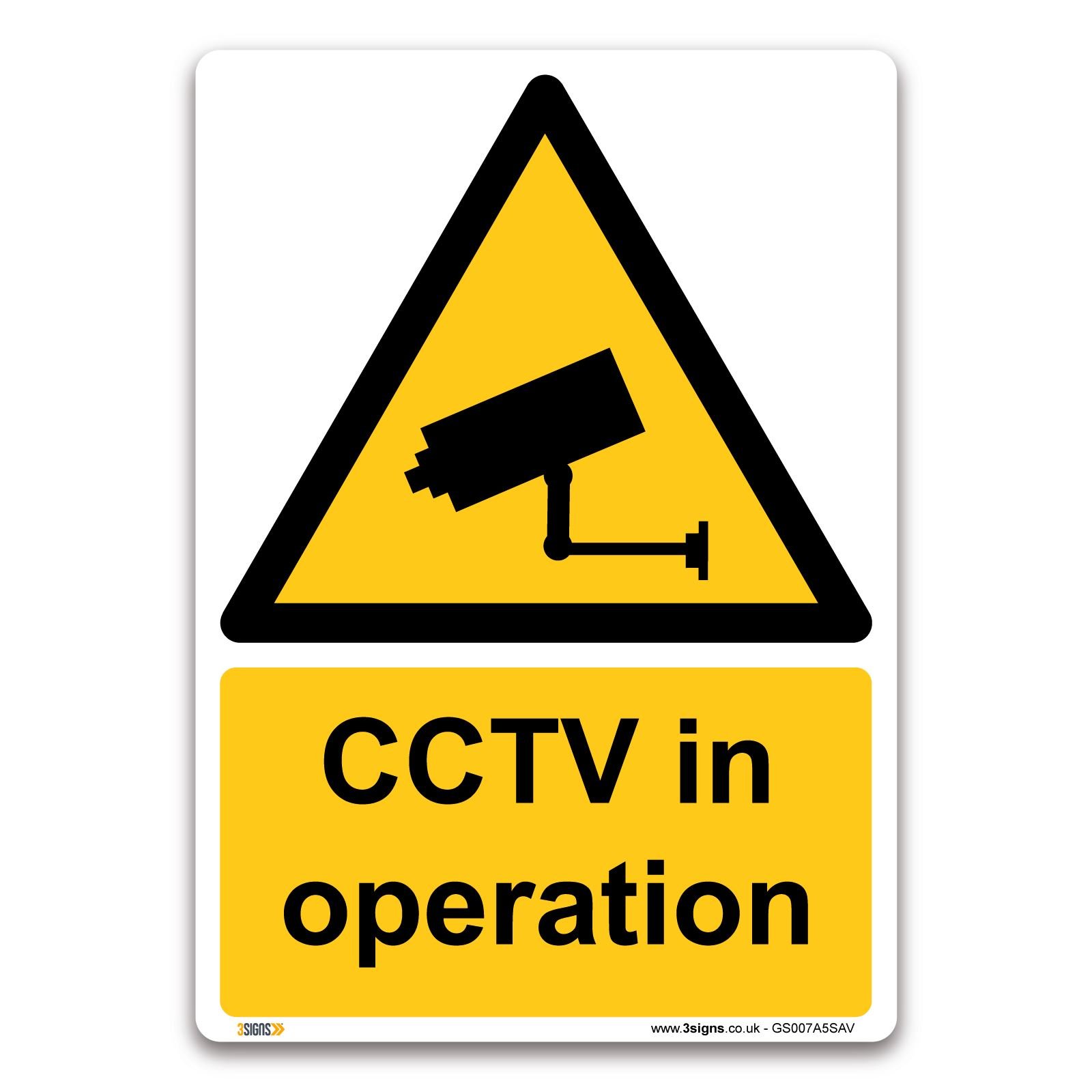 Pack of 2 CCTV in Operation Sign - Self Adhesive Vinyl Sticker, Security Camera Warning Notice, Workplace & Construction Safety Sign, HSE Compliant, A5 210 x 148mm
