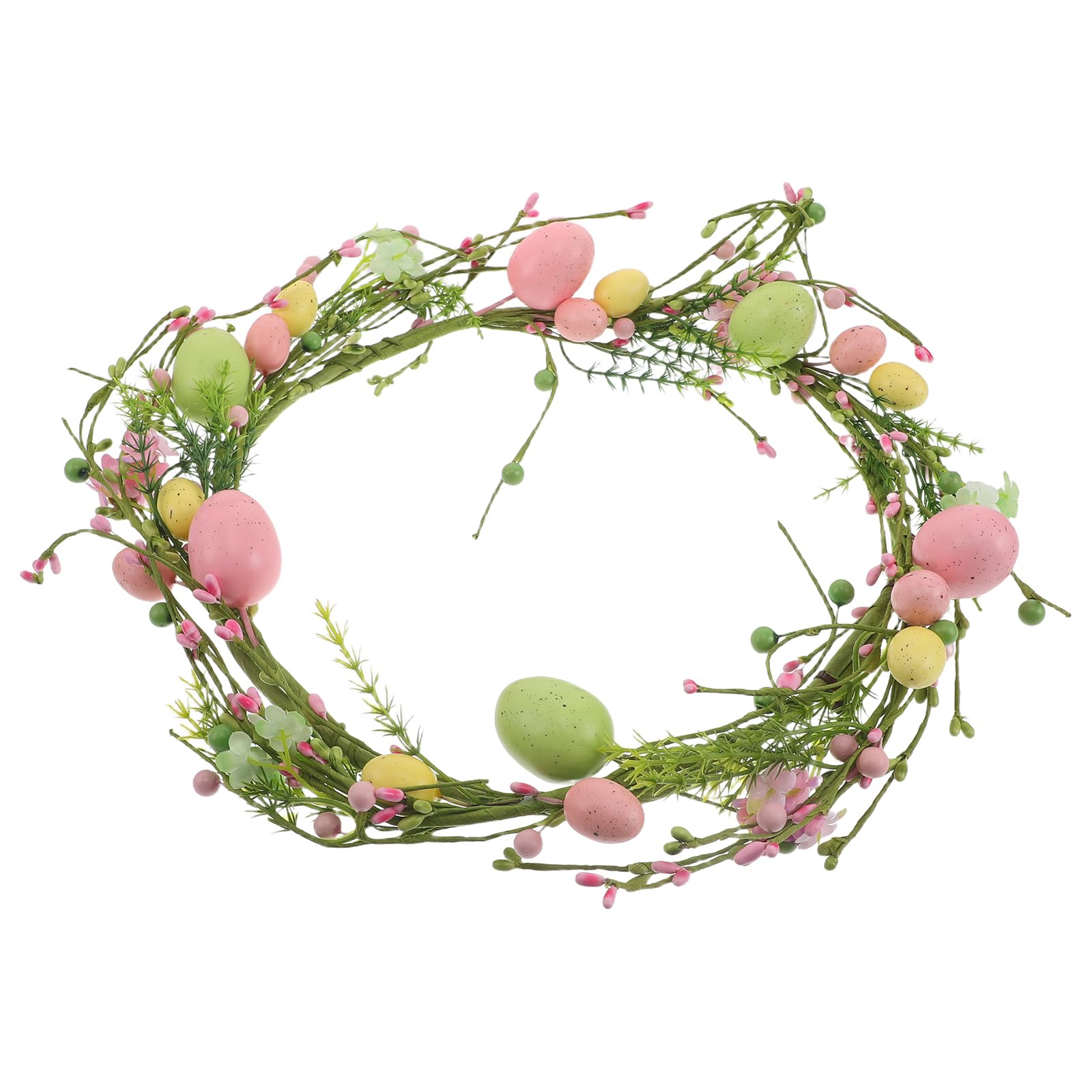 Ghirlanda Decorativa Pasquale con Uova di Pasqua Primaverili e Bacche Artificiali di Eucalipto, Ghirlanda per Porta D’ingresso Festa Pasquale e Decorazione Stanza Primavera,