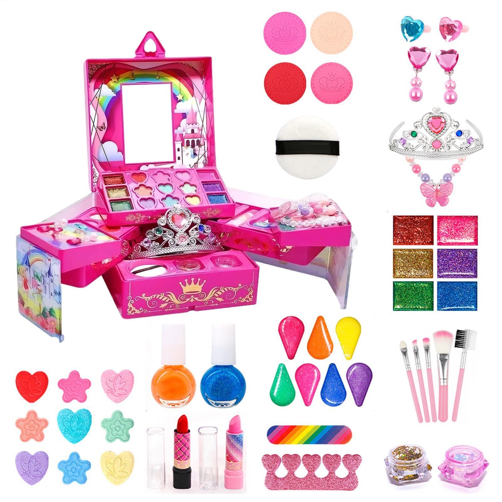 Set di trucchi per bambini per bambine, kit di cosmetici veri | set di trucco per bambini per Natale e compleanno, per bambine 3 ai 12 anni