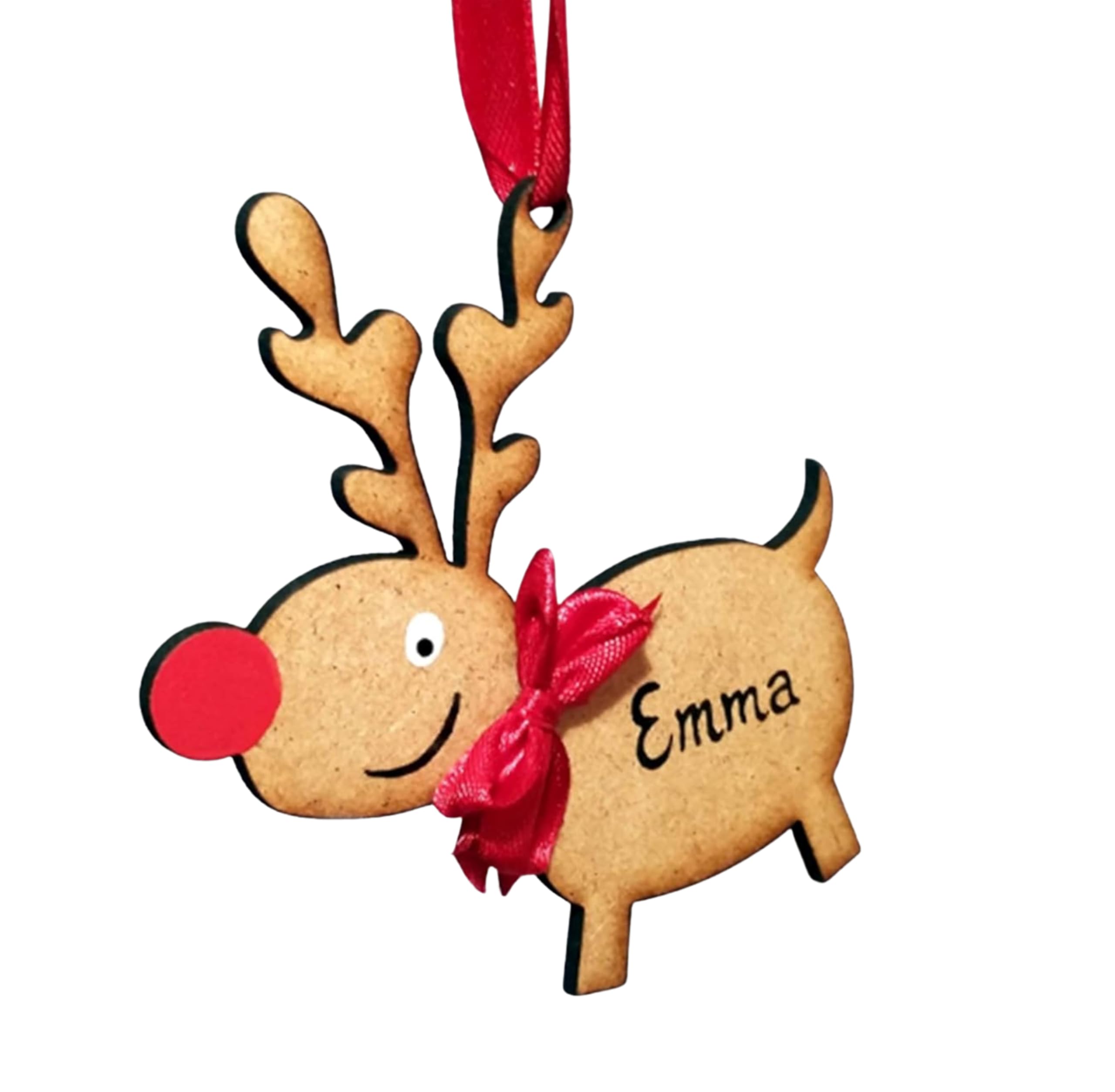 Handmade Personalised Reindeer Bauble Christmas Tree Decoration Gift Name