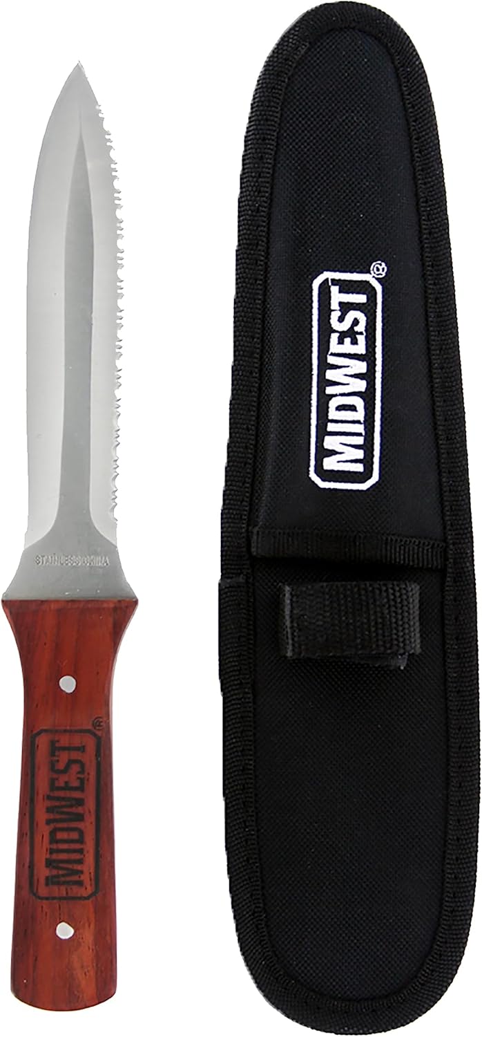 MIDWEST Flex Duct Knife - 5" Blade with Contoured Wooden Handle & Nylon Sheath - MWT-FDK01