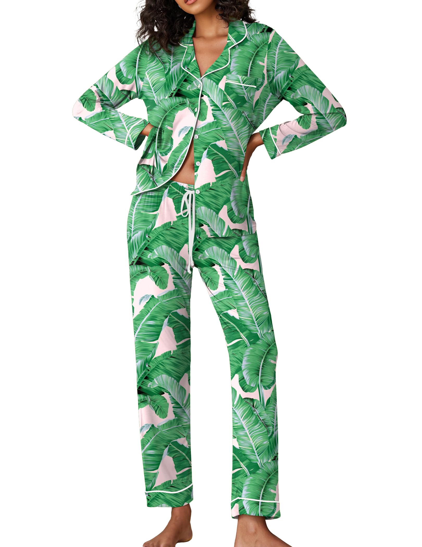 Ekouaer Women's Long Sleeve Pajama Set
