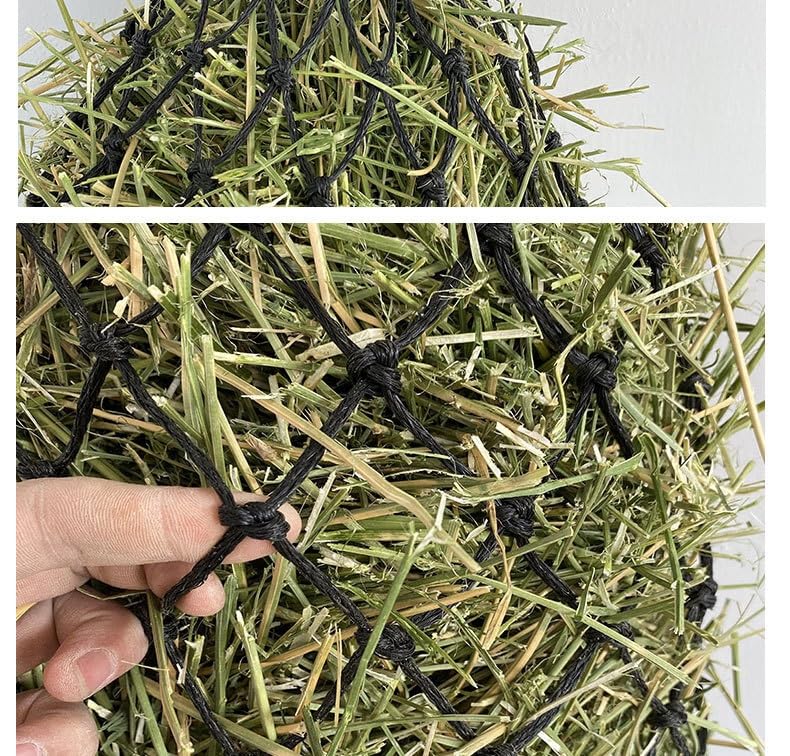Rete per Fieno Cavalli Slow Feeder 36/40/50 pollici, Sacco Fieno Appeso a Maglia Stretta per Cavalli, Capre, Pecore(Green,50＂)