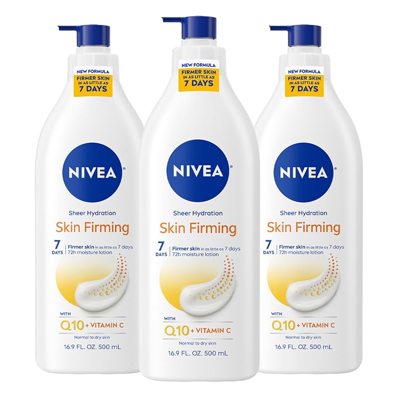 Loção corporal NIVEA Sheer Hydration com Q10 e Vitamina C, Pacote com 3