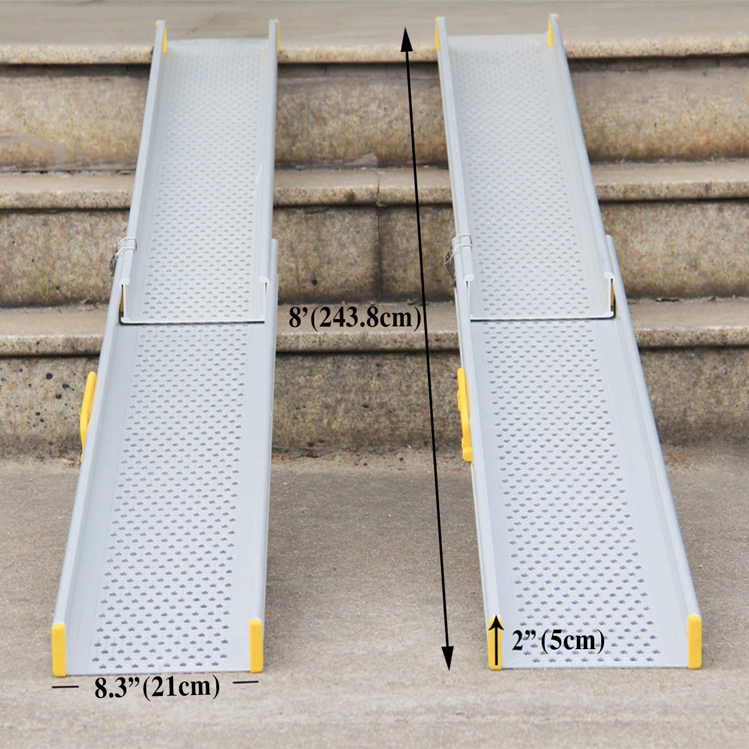 Aluminiowa szyna teleskopowa premium do wózków inwalidzkich, szyna najazdowa, rampa progowa – do 243,8 cm (MR10719-8)