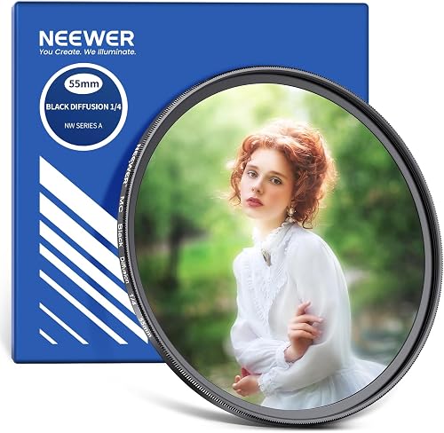 NEEWER 55mm Filtro de Difusión Negra 1/4 de con Efecto Cinematográfico Nebuloso, Cristal Óptico Ultra Delgado con Múltiples Recubrimientos Nano para Vídeo, Vlog y Fotografía de Retratos