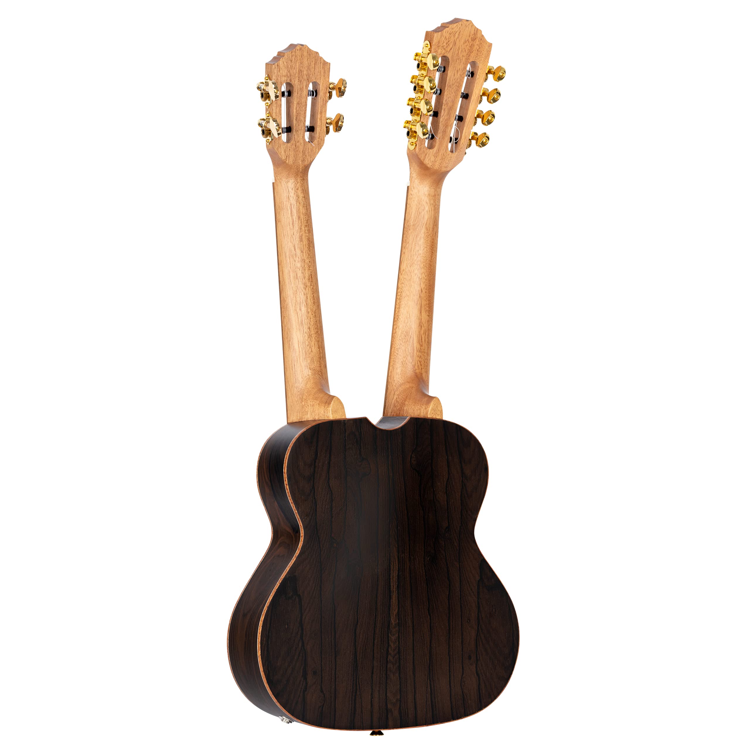 Ortega Guitars Double Neck Ukulele Elettro-Acustico – 8 Corde Tenor, Tenor – Custom Built Series – Gig Bag Inclusa – Ziricote, Natural (HYDRA-ZS)