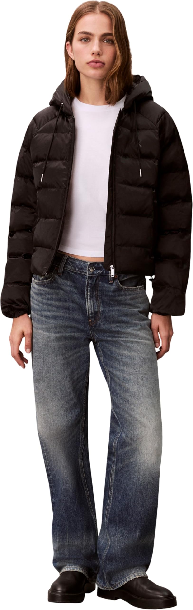 Calvin Klein Satin Lightweight Short Logo Puf Lv047e509g Chaquetas Mujer