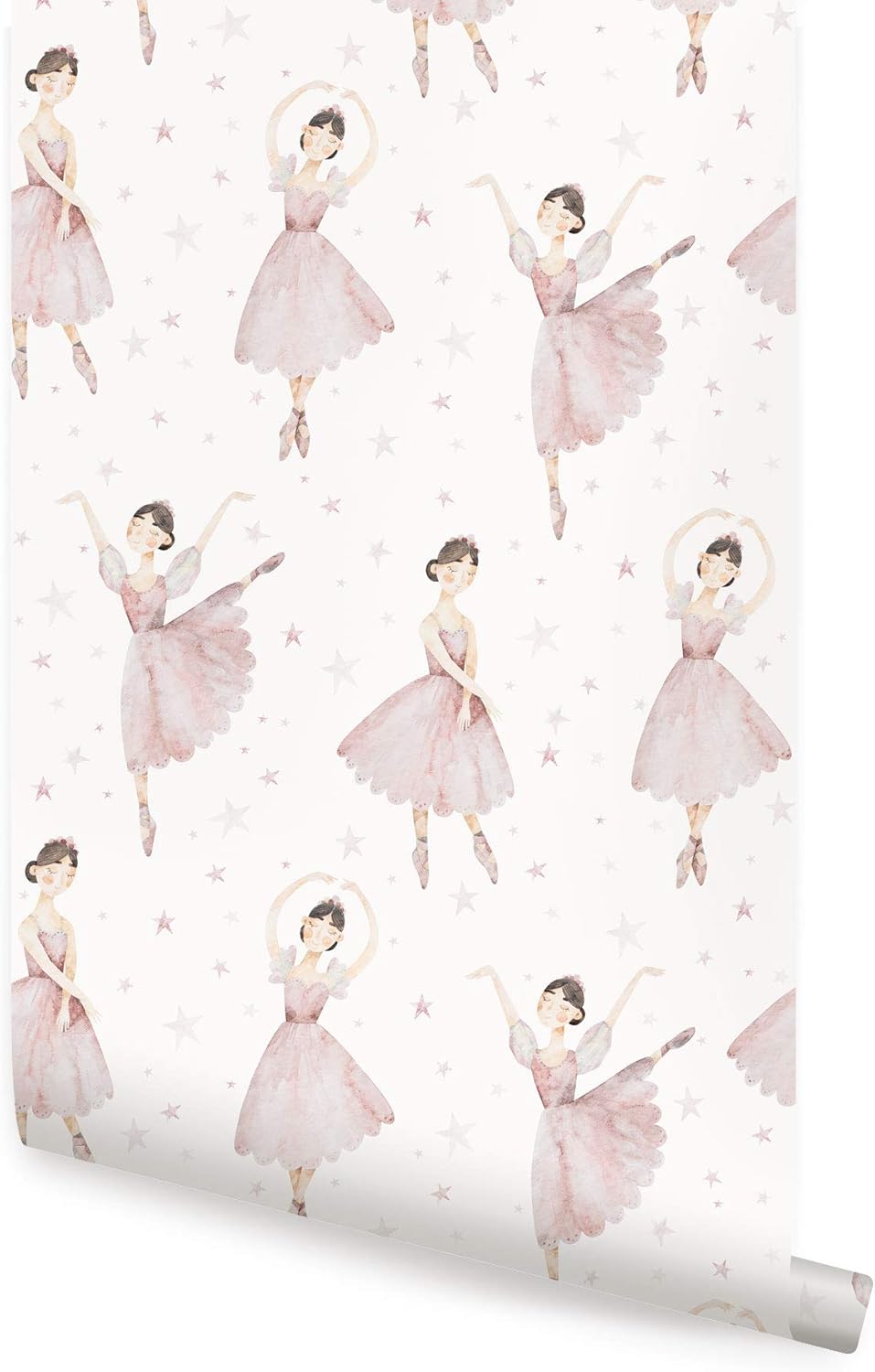 Ballerina Fabric Wallpaper Peel & Stick (Single Sheet - 2ft x 9ft, Pink)