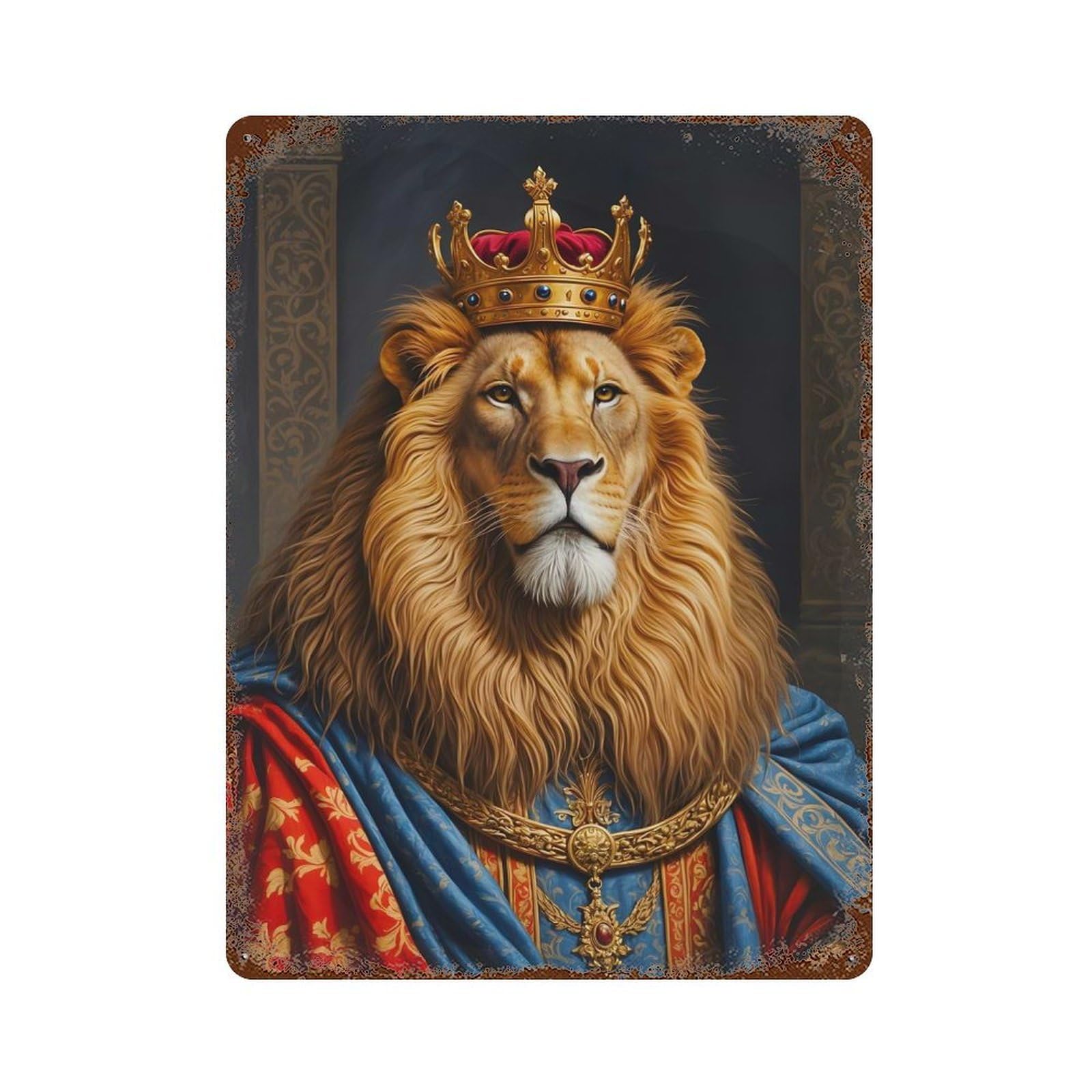 Lion Decorative Tin Sign 15.7"x11.8", Rustic Home Decor for Garage, Pub Or Kitchen