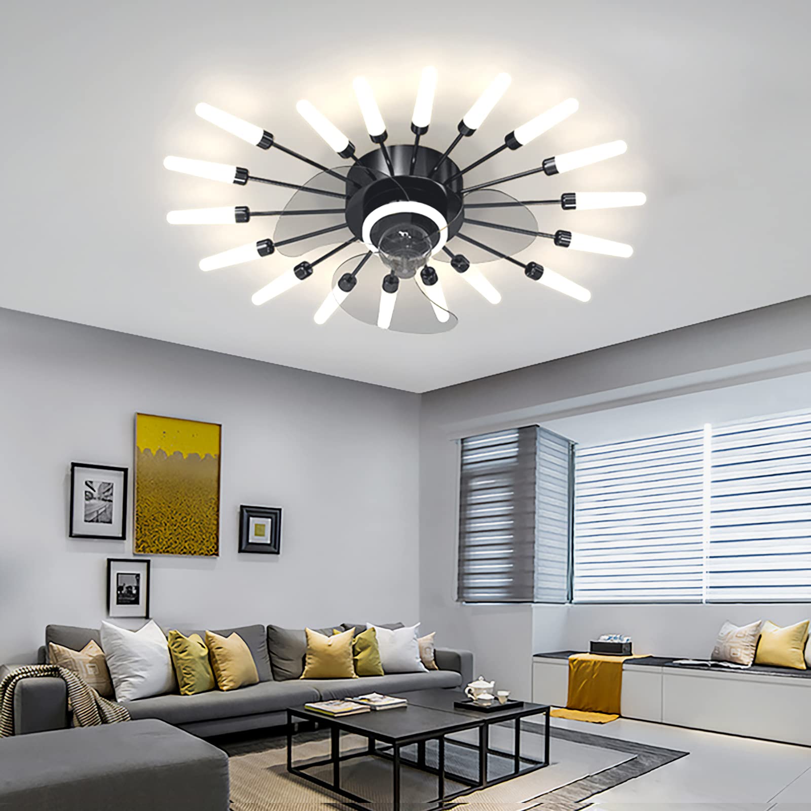 Ventilateur de plafond avec des lampes telecommande LED DC reversible salon - 8