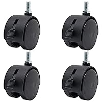 Vista 10 de Juego de 4 ruedas de plástico, ruedas giratorias M6 de grano recto de 1 pulgada, ruedas giratorias de nailon negro de repuesto para muebles, silla