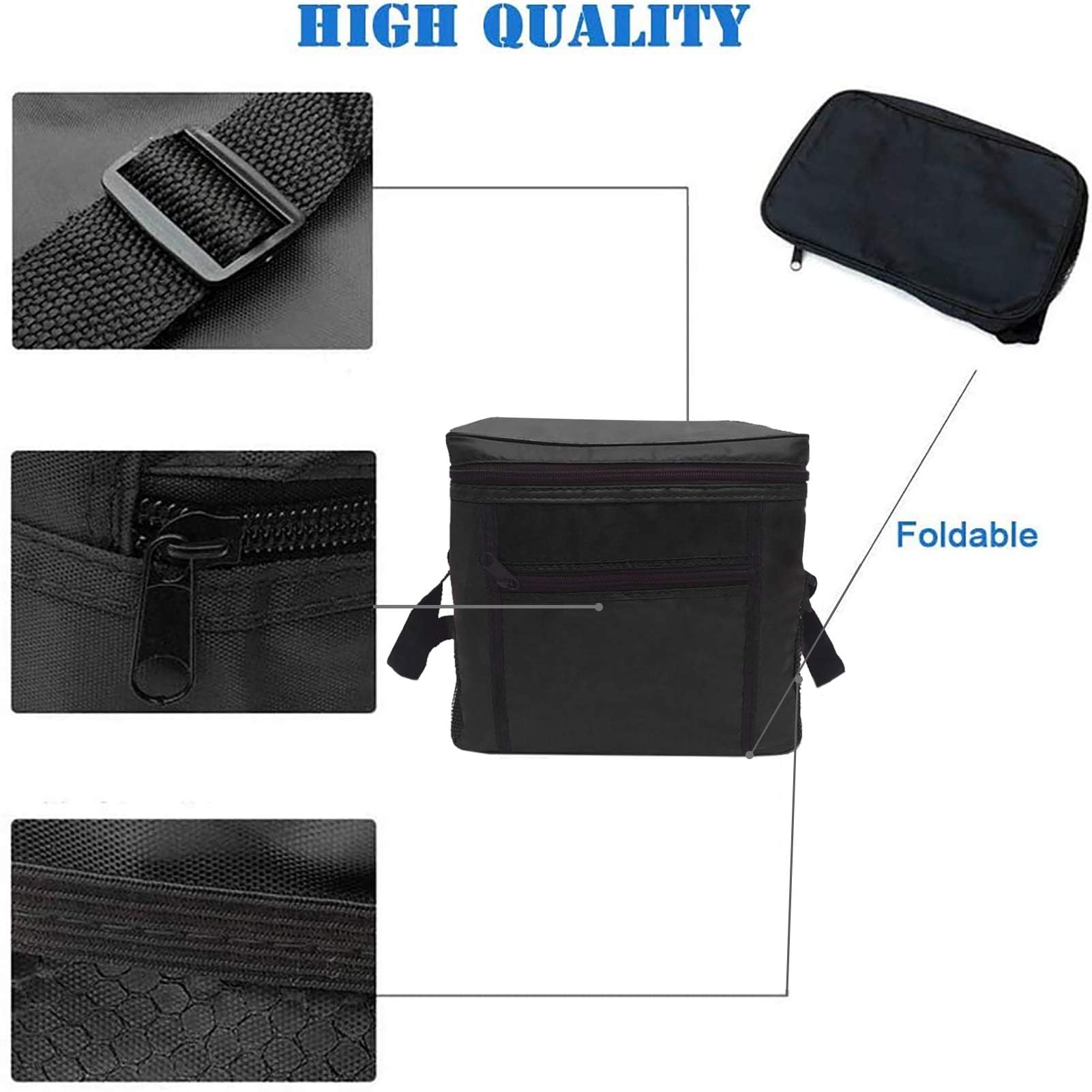 Borsa Isotermica da Pranzo Pieghevole per Picnic, Campeggio, Viaggio (Blu)