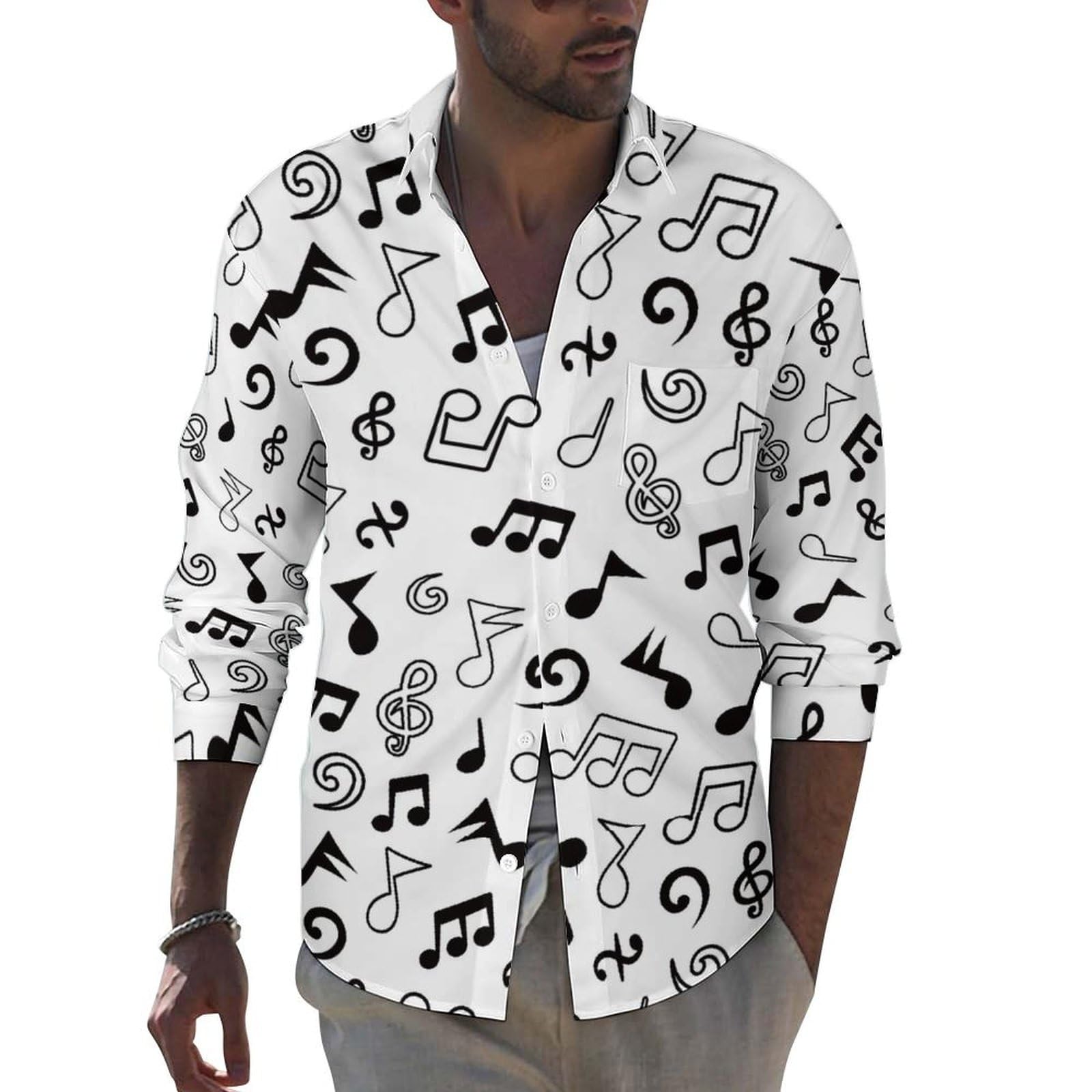 ヒステリックグラマー シャツ 音符 総柄 長袖 シャツ M ブラック ホワイト ヒステリックグラマー シャツ 音符 総柄 長袖 シャツ M ブラック ホワイト