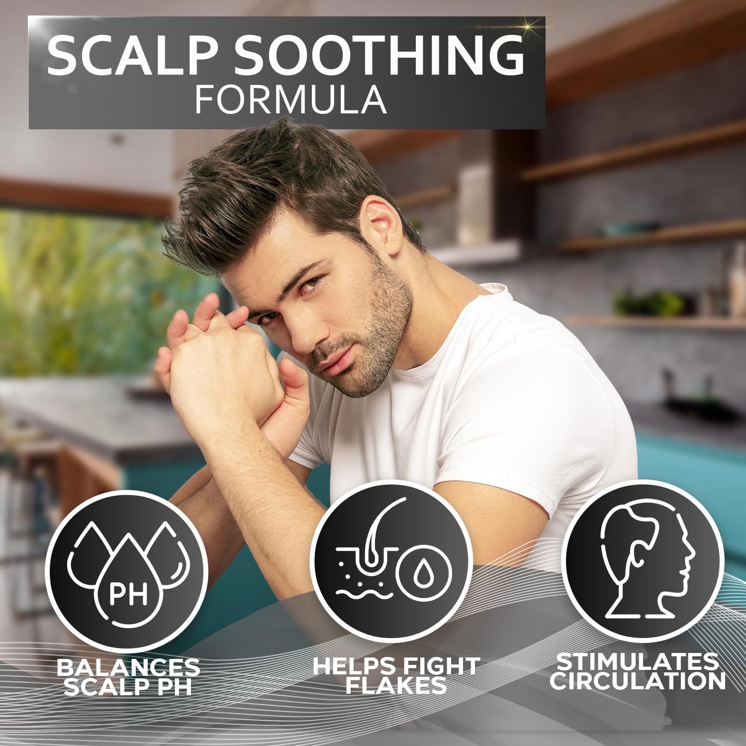 Mens Shampoo and Conditioner Set - Sulfate Free and Clarifying - For Men with Oily to Normal Hair - Moisturizing and Thickening - Biotin, Keratin, Tea Tree Oil, Caffeine and Peppermint for Dandruff - Image 3