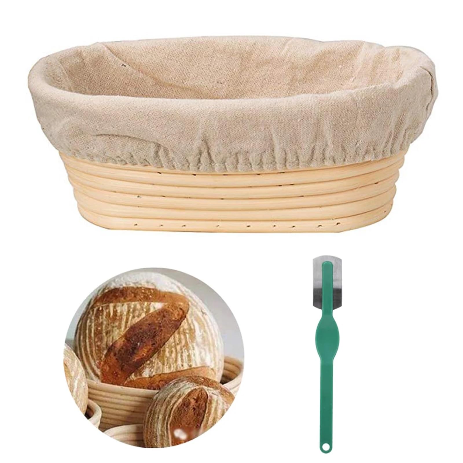 Cesta Para Fermentar Pan Cestas de prueba de pan de mimbre ovaladas de 7 tamaños, cesta de mimbre for fermentación, suministros de cocina(35x14x75mm)