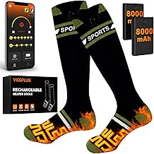 8000mAh Heated Socks for Men Women with App Control, Large-Capacity Rechargeable Battery, 360&deg;Heating Warming, Electric Winter Socks, Foot Sole Heating, Foot Warmer for Skiing,Hiking(Black-Green)