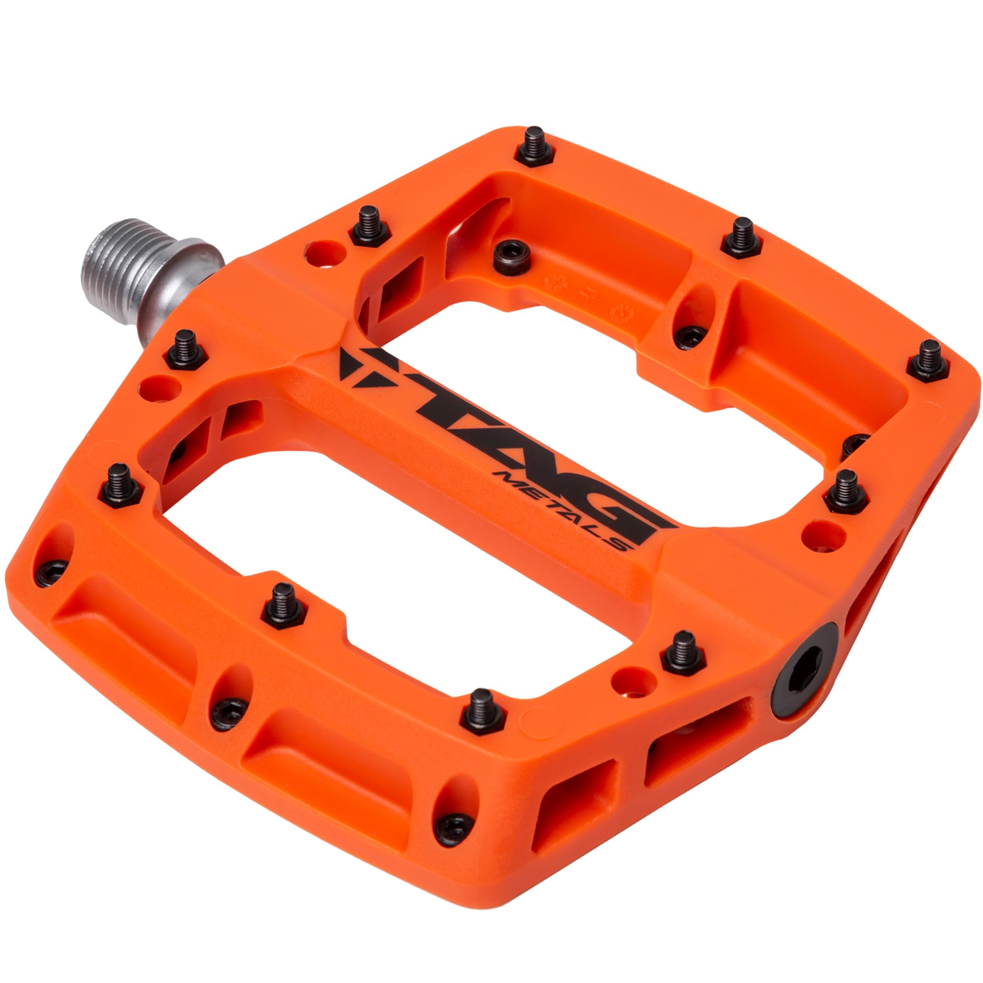 TAG Metals T3 Nylon MTB Pedals 9/16" Axle โ Durable, Lightweight Platform Pedals with Anti-Slip Pins, Ideal for Mountain Biking and BMX (Orange) โ image 1