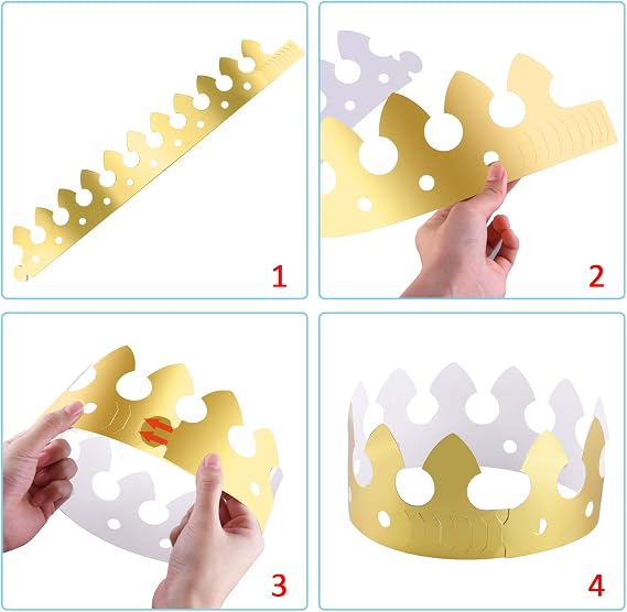 SIQUK 48 Pieces Paper Crowns Gold Paper Party Crown Hats King Crown
