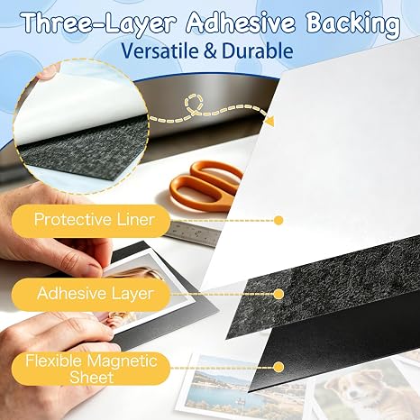 24 Pack Magnetic Sheets with Adhesive Backing 8.5x11 Inch Cuttable Magnet