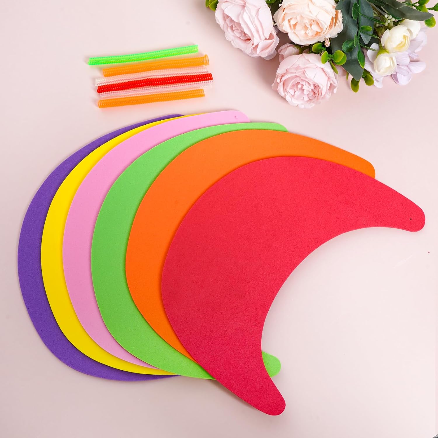 SUMERSHA 6Pcs Foam Sun Visors for Women Summer Sun Protection Hat Adjustable Soft Visors with Coil Bands - for Beach Outdoor Sports, Assorted Colors - Image 6