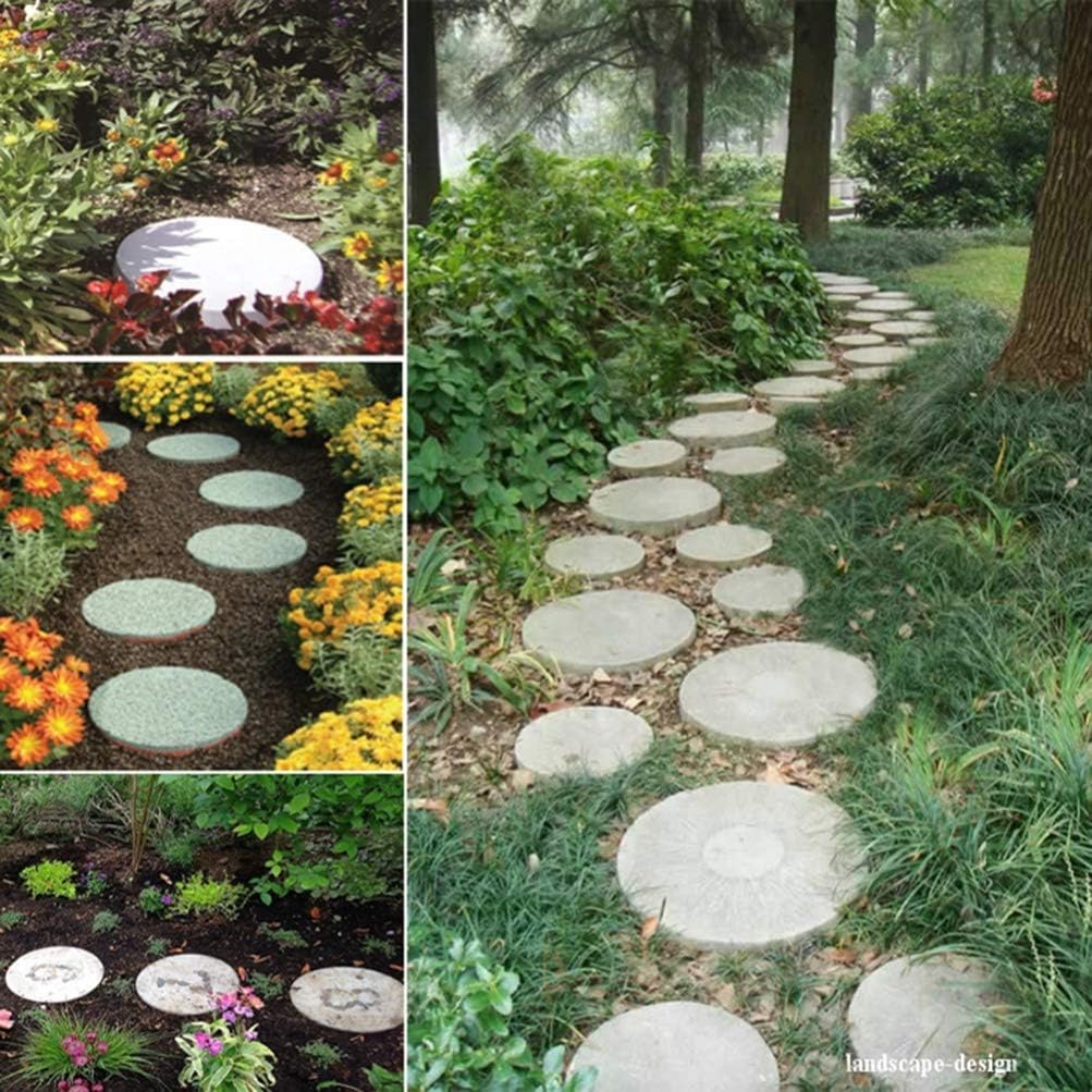 Vaguelly DIY Reusable Shape Concrete Paving Mold 13.6 Inch Circular Stepping Stone Form Tool for Garden Path Walkway Patio