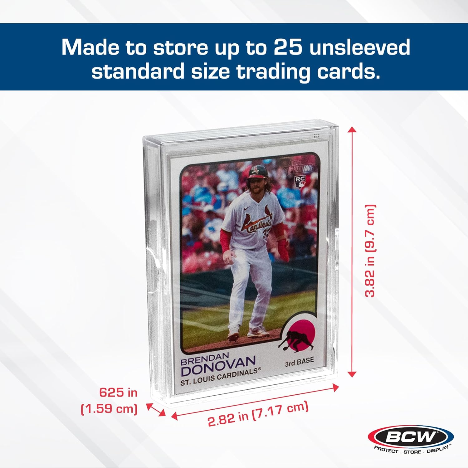 BCW 25-Count Card Slider Box, 10 Pack | Clear Stackable Trading Card Storage Case | Organizer for Baseball, Basketball & Football Cards