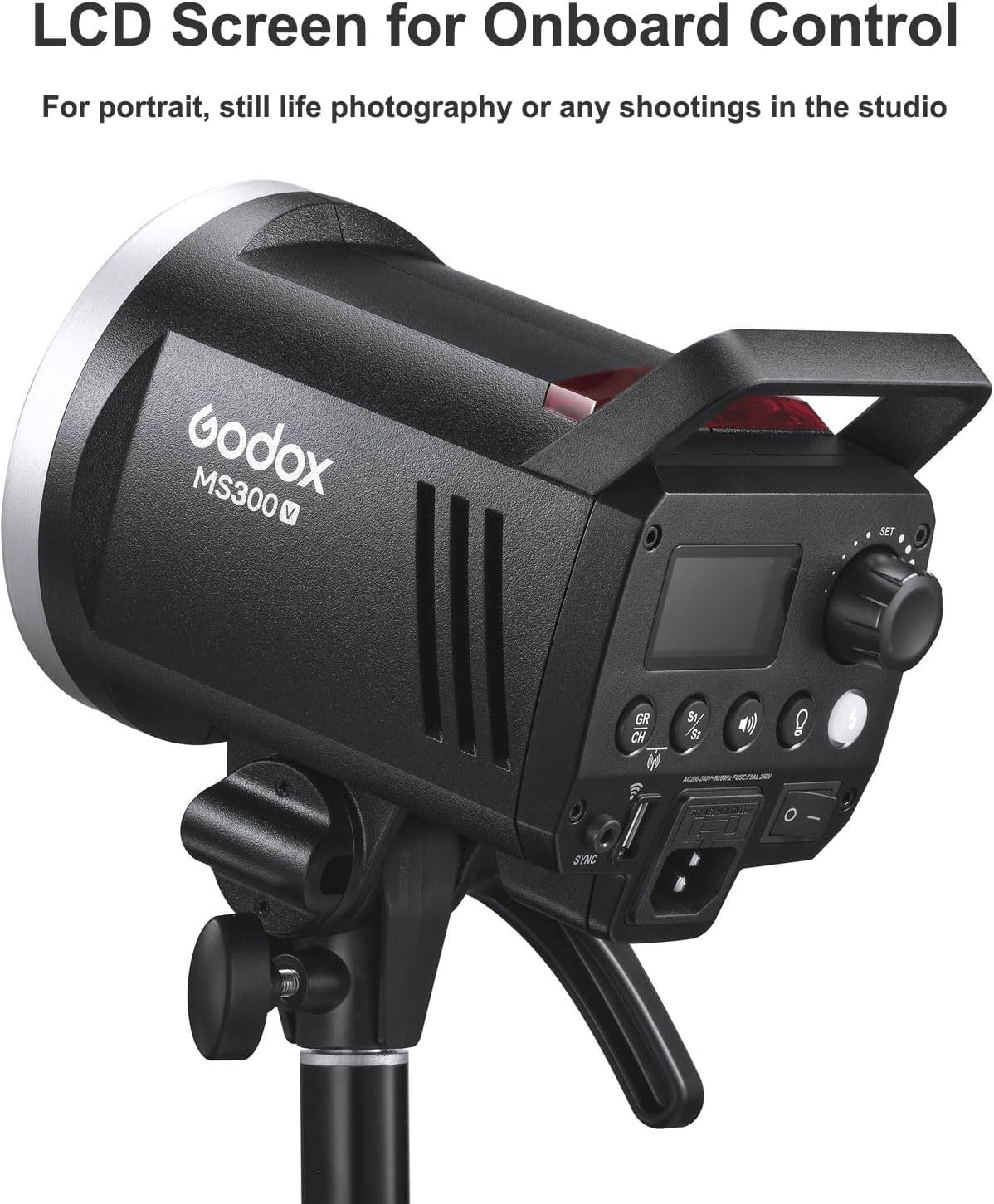 Godox MS300V 300Ws GN58 Compact Studio Strobe Flash Monolight with Bowens Mount Reflector Kit, Modeling Lamp 2.4G Wireless 5600K, 1.3s Recycle at Full Power (MS300 Upgraded Version 110 to 120V)