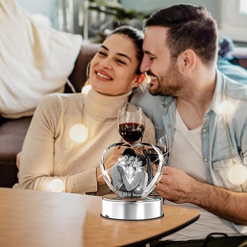 Miniatura 8 de RUIOU Foto de cristal 3D, regalos de cumpleaños personalizados para el día de San Valentín, regalos de cumpleaños para ella, él, mamá, mujeres,