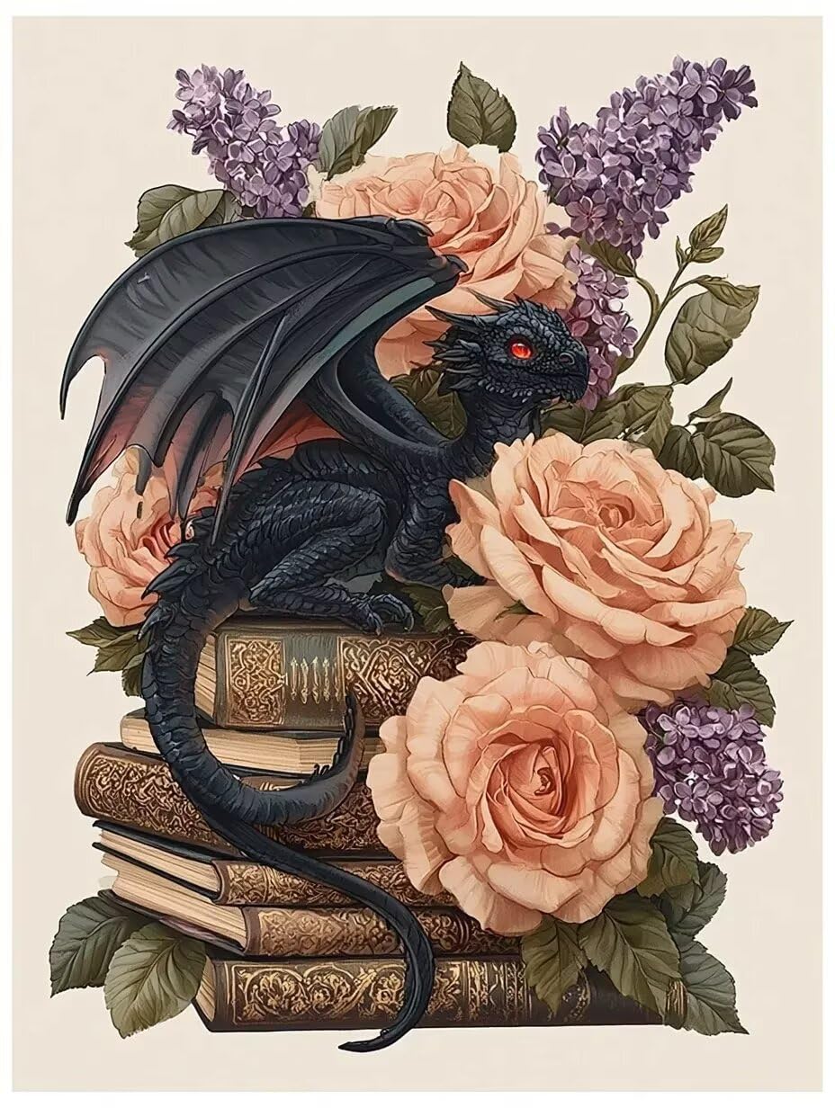 Diamond Painting Kit Black Dragon Book Adults Art Crafts